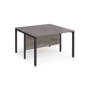 Maestro 25 back to back straight desks 1200mm x 1200mm - Black bench leg frame and grey oak top