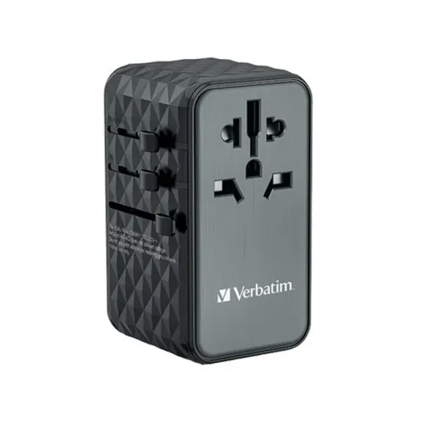 Verbatim Verbatim UTA-06 GaN III Universal Travel Adapter 2x USB-C PD 100W + QC4+/2x USB-A QC 3.0 Black 32121 32121