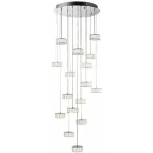 Loops - Multi Light Ceiling Pendant 16 Bulb Chrome & Crystal Glass Chandelier Lamp