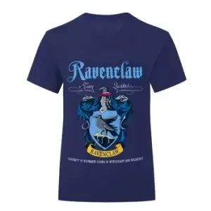 Harry Potter Girls Ravenclaw Crest T-Shirt (12-13 Years) (Navy)