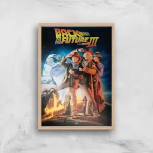 Back To The Future Part 3 Giclee Art Print - A4 - Wooden Frame