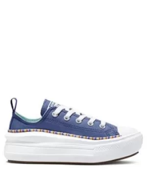 Converse Chuck Taylor All Star Ox Childrens Girls Move Friendship Bracelet Platform Trainers -Blue/Multi, Blue/Multi, Size 11