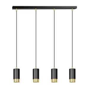 Fumiko Black/Gold Bar Pendant Ceiling Light 4x GU10