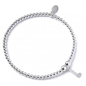 Initial L Charm with Sterling Silver Ball Bead Bracelet