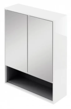 Wickes Eli White Gloss Wall Hung Mirror Storage Unit - 600 mm