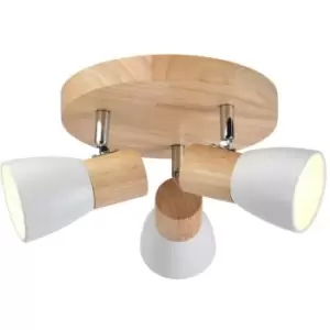 Cristal Lan Round Ceiling Spotlight 3xE14 Natural Wood