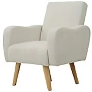 HOMCOM Chair Cream, White Linen Fabric, Wood, Foam 833-632V01CW