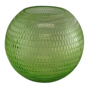 Light Green Embossed Glass Bowl Vase