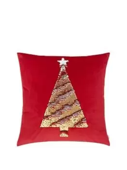 Catherine Lansfield Sequin Christmas Tree Cushion