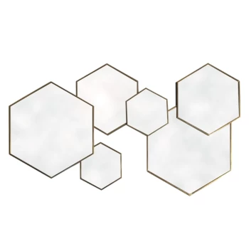 Gold Framed Multi Mirror - Hexagonal