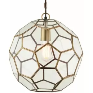 Hanging Ceiling Pendant Light Antique Brass & Glass Modern Ball Lamp Bulb Holder