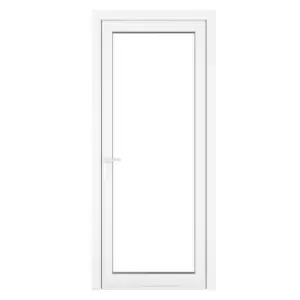 Crystal uPVC Clear Single Door Full Glass Right Hand Open 920mm x 2090mm Clear Glazing - White