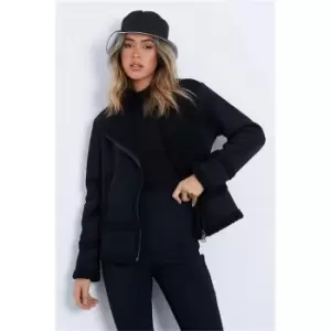 I Saw It First Black Suede Borg Aviator Jacket - Black