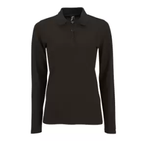 SOLS Womens/Ladies Perfect Long Sleeve Pique Polo Shirt (XL) (Black)