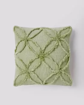 Cotton Traders Tufted Cushion in Green