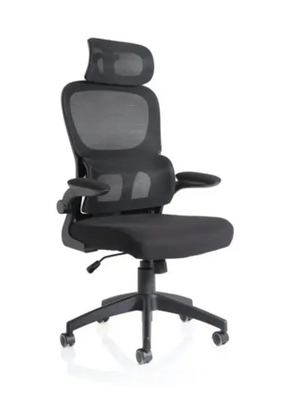 Iris Task Operator Black Mesh Back Fabric Seat With Headrest