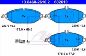 ATE Brake pad set 13.0460-2610.2 Brake pads,Brake pad set, disc brake MERCEDES-BENZ,C-Klasse T-modell (S205),C-Klasse Limousine (W205)