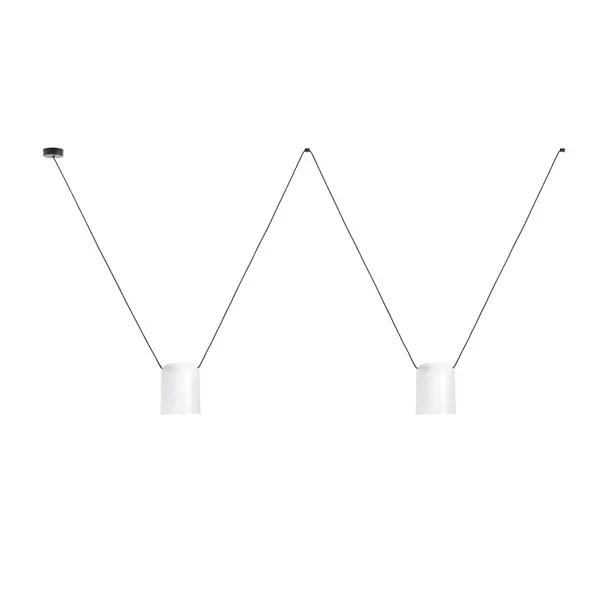 Attic Decorative Hanging Ceiling Pendant Matt White Matt Black 2x E27 / 175cm x 400cm