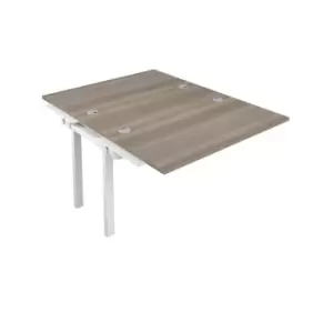 Telescopic Sliding 2 Person Grey Oak Bench Extension with Cable Port - 1200 X 800 - White Frame