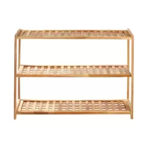 Premier Housewares 3-Tier Walnut Slatted Wooden Shoe Rack