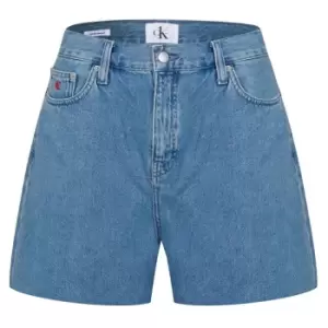 Calvin Klein Jeans Raw Edge Hr Relaxed Denim Short - Blue