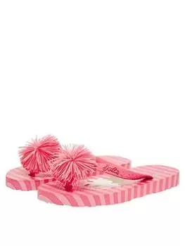 Joules Girls Ice Cream Pom-Pom Flip Flops - Pink, Size 11 Younger