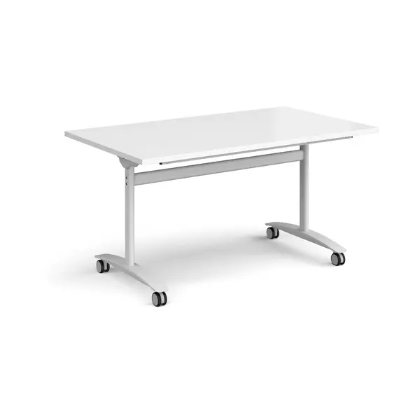 Rectangular Deluxe Fliptop Meeting Table with White Frame 1400mm x 800mm - White