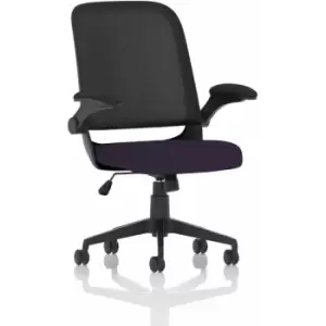 Plano Task Operator Bespoke Fabric Seat Tansy Purple Mesh Chair With Folding Arms