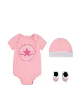 Converse Younger Classic Ctp Infant Hat Bodysuit Bootie Set 3pk, Pink