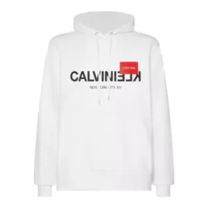 Calvin Klein Text Reverse Logo Hoodie - White