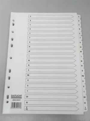 Index A-Z A4 Card White with White Mylar Tabs