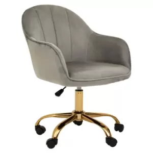 Premier Housewares Brent Velvet and Gold Home Office Chair, Grey