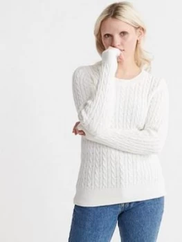 Superdry Croyde Bay Knitted Jumper - White, Size 12, Women