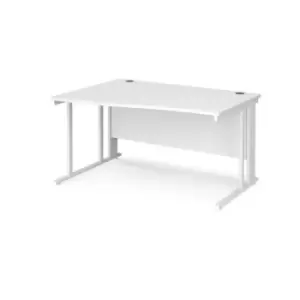 Office Desk Left Hand Wave Desk 1400mm White Top With White Frame Maestro 25 MCM14WLWHWH