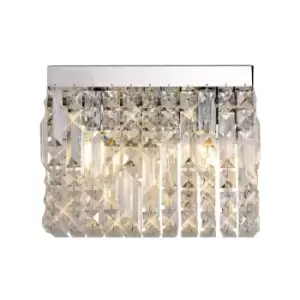 Luminosa Lighting - 29x13cm Rectangular Small Wall Lamp, 2 Light E14, Polished Chrome, Crystal