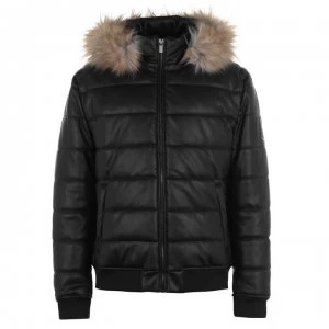 Firetrap PU Bubble Jacket Mens - Black