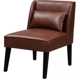 Marc Lounge Accent Chair, Reading Armchair Seat in Faux-Leather with Padding & Cushion for Living Room or Reception Room, Brown - Brown - Teamson Home