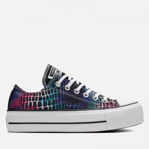 Converse Womens Chuck Taylor All Star Digital Daze Lift Ox Trainers - Black/Hyper Pink/White - UK 4