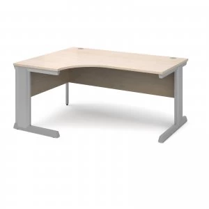 Vivo Left Hand Ergonomic Desk 1600mm - Silver Frame Maple Top