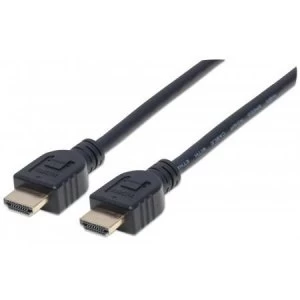 Manhattan HDMI In-Wall CL3 Cable with Ethernet 4K@60Hz (Premium High Speed) 2m Male to Male Black 4K Ultra HD x 2k In-Wall rated Fully Shielded Gold P