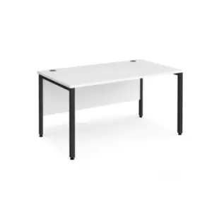 Office Desk 1400mm Rectangular Desk With Bench Leg White Tops With Black Frames 800mm Depth Maestro 25