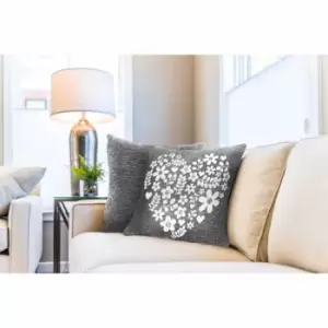 Emma Barclay Pair Amor Heart Cushion Cover Charcoal