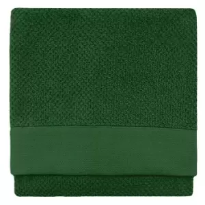 Textured Weave 100% Cotton 500gsm Bath Sheet, Dark Green - Furn