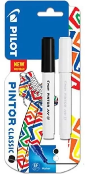 Pintor Extra Fine Bullet Tip Paint Marker 2.3mm Black and White Colours (Pack 2) 3131910536833