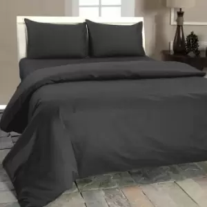 Dark Charcoal Grey Egyptian Cotton Fitted Sheet 1000 Thread Count, Single - Dark Charcoal Grey - Dark Charcoal Grey - Homescapes