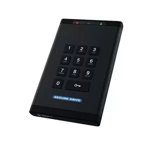 SecureDrive KP Hardware Encrypted External Portable Hard Drive 500GB