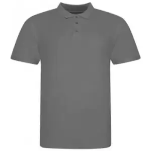 Awdis Mens Piqu Cotton Short-Sleeved Polo Shirt (S) (Charcoal Grey)