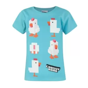 Crossy Road Childrens/Girls Official Chicken Design T-Shirt (Years (5/6)) (Vivid Blue)