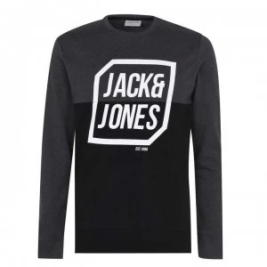 Jack and Jones Half Logo Crew Sweatshirt Mens - Dk Grey