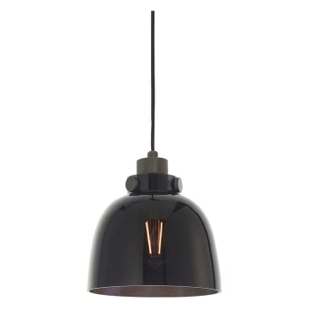 Merano Lighting - Merano Alessandria Pendant Ceiling Light Black Tinted Glass & Black Chrome Plate